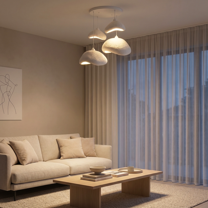 Brilagi - Luster na sajli WABI SABI 4xE27/40W/230V, prečnik 90 cm, bela