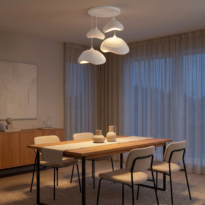 Brilagi - Luster na sajli WABI SABI 4xE27/40W/230V, prečnik 90 cm, bela