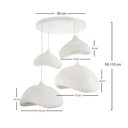 Brilagi - Luster na sajli WABI SABI 4xE27/40W/230V, prečnik 90 cm, bela