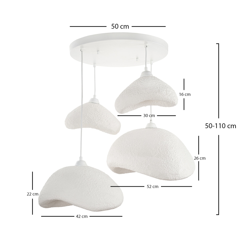 Brilagi - Luster na sajli WABI SABI 4xE27/40W/230V, prečnik 90 cm, bela