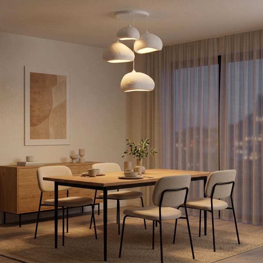 Brilagi - Luster na sajli WABI SABI 4xE27/40W/230V prečnik 95 cm bela
