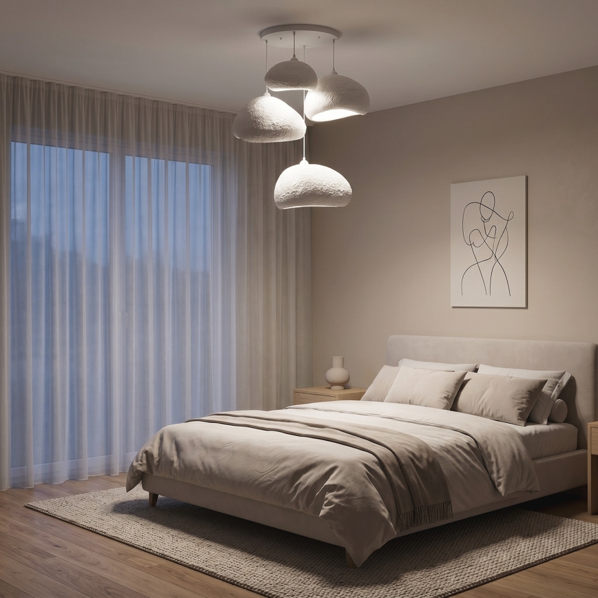Brilagi - Luster na sajli WABI SABI 4xE27/40W/230V prečnik 95 cm bela