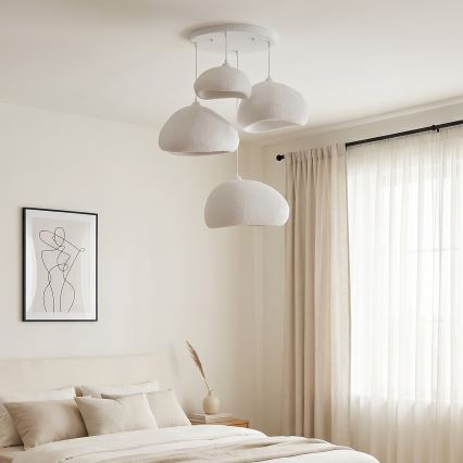 Brilagi - Luster na sajli WABI SABI 4xE27/40W/230V prečnik 95 cm bela