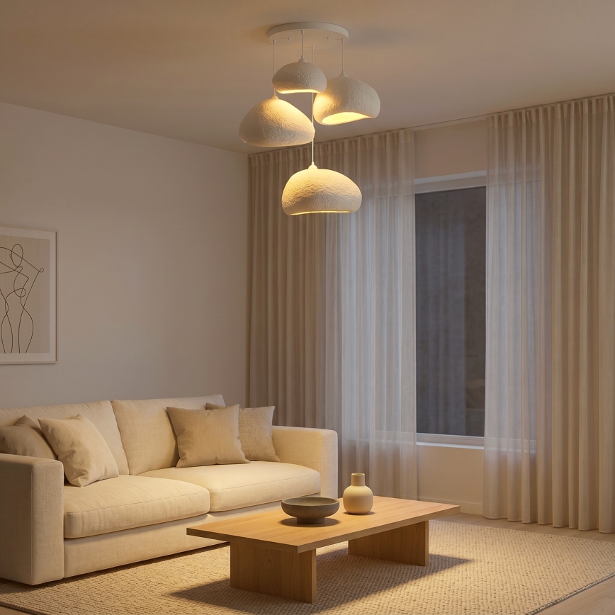 Brilagi - Luster na sajli WABI SABI 4xE27/40W/230V prečnik 95 cm bela