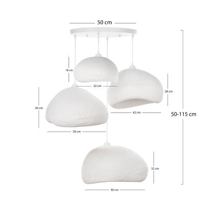 Brilagi - Luster na sajli WABI SABI 4xE27/40W/230V prečnik 95 cm bela