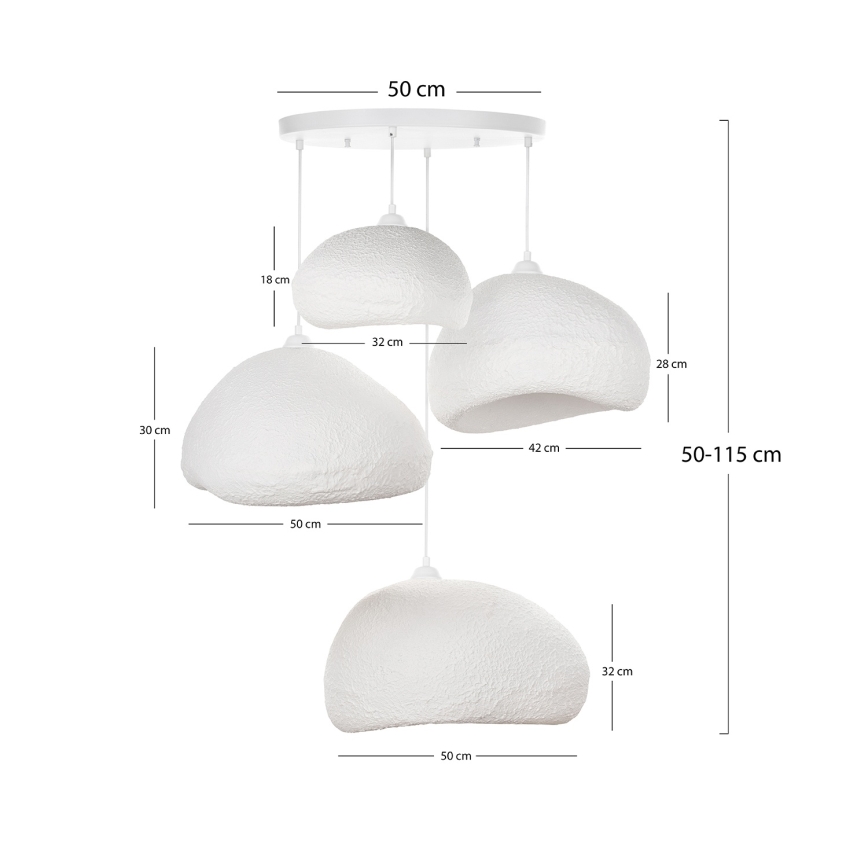 Brilagi - Luster na sajli WABI SABI 4xE27/40W/230V prečnik 95 cm bela