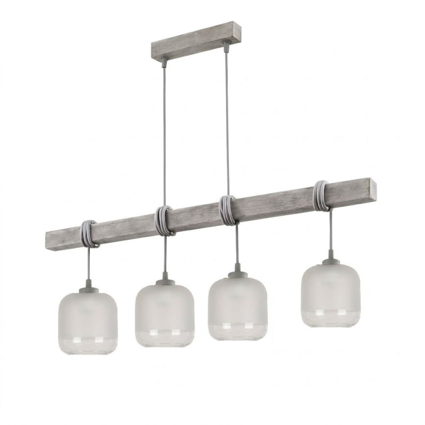BRILAGI - Luster na sajli WOOD GLASS 4xE27/60W/230V borovina/siva/bela