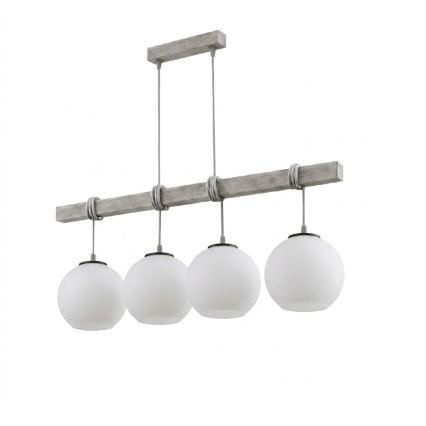 BRILAGI - Luster na sajli WOOD GLASS 4xE27/60W/230V borovina/siva/bela