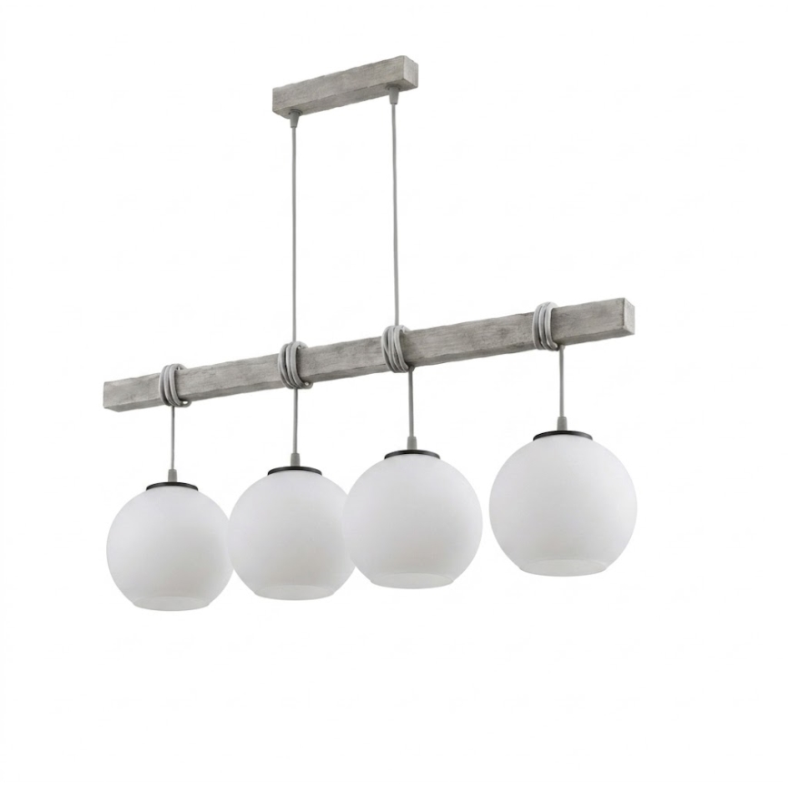 BRILAGI - Luster na sajli WOOD GLASS 4xE27/60W/230V borovina/siva/bela