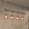 BRILAGI - Luster na sajli WOOD GLASS 4xE27/60W/230V borovina/siva/dimljeno bež