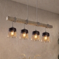 BRILAGI - Luster na sajli WOOD GLASS 4xE27/60W/230V borovina/siva/dimljeno braon