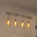 BRILAGI - Luster na sajli WOOD GLASS 4xE27/60W/230V borovina/siva/dimljeno-smeđa