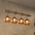 BRILAGI - Luster na sajli WOOD GLASS 4xE27/60W/230V borovina/siva/zadimljeno braon