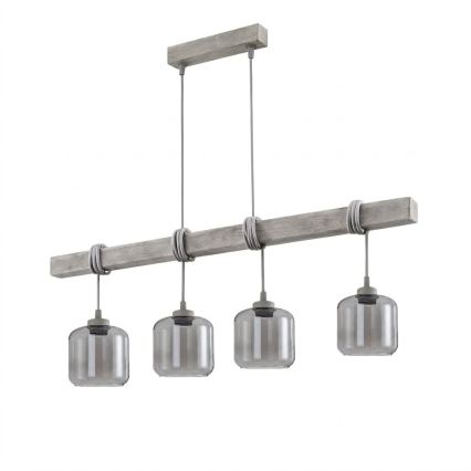 BRILAGI - Luster na sajli WOOD GLASS 4xE27/60W/230V borovina/siva/zadimljeno-siva