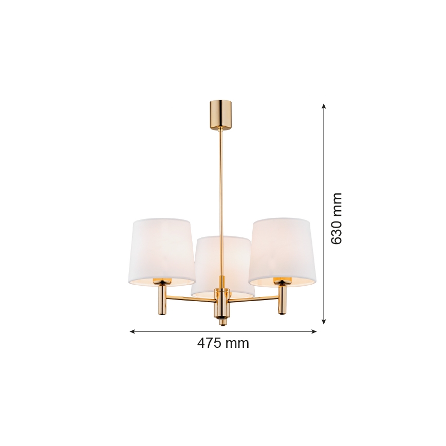 Brilagi - Luster na šipci MONTE 3xE27/15W/230V krem/zlatna