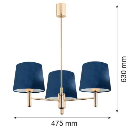 Brilagi - Luster na šipci MONTE 3xE27/15W/230V plava/zlatna