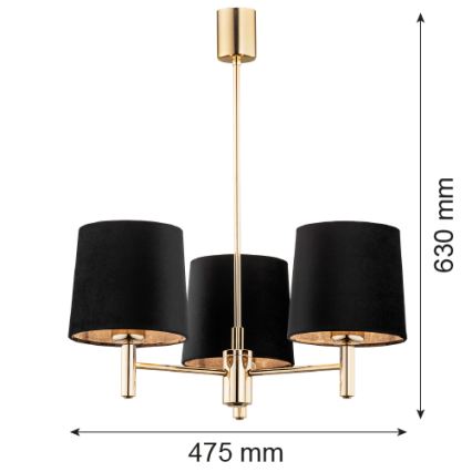 Brilagi - Luster na šipci MONTE 3xE27/60W/230V crna/zlatna
