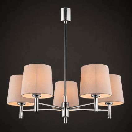 Brilagi - Luster na šipci MONTE 5xE27/15W/230V bež/sjajni hrom