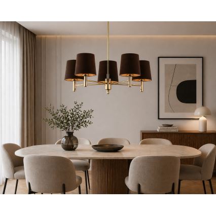 Brilagi - Luster na šipci MONTE 5xE27/15W/230V braon/zlatna