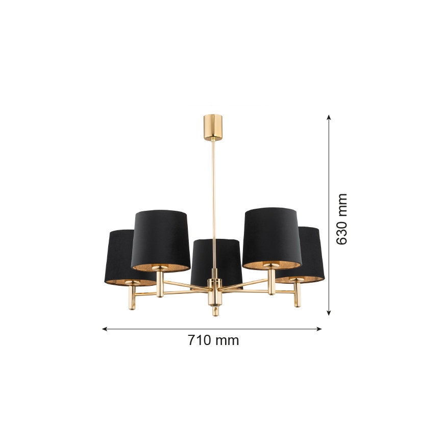 Brilagi - Luster na šipci MONTE 5xE27/15W/230V crna/zlatna