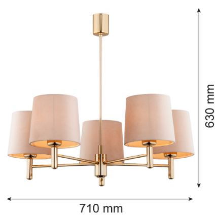 BRILAGI - Luster na šipci MONTE 5xE27/60W/230V bež/zlatna