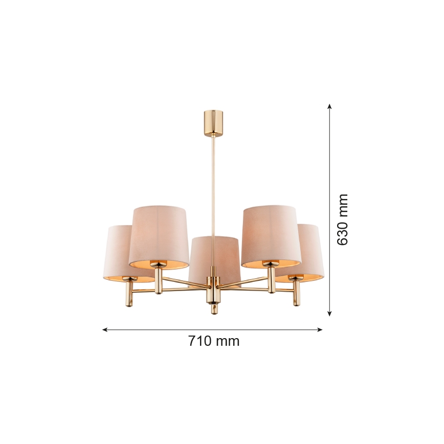 BRILAGI - Luster na šipci MONTE 5xE27/60W/230V bež/zlatna