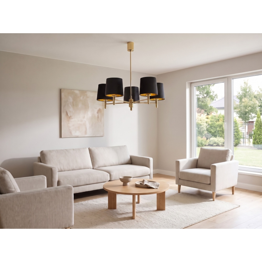 BRILAGI - Luster na šipci MONTE 5xE27/60W/230V crna/zlatna
