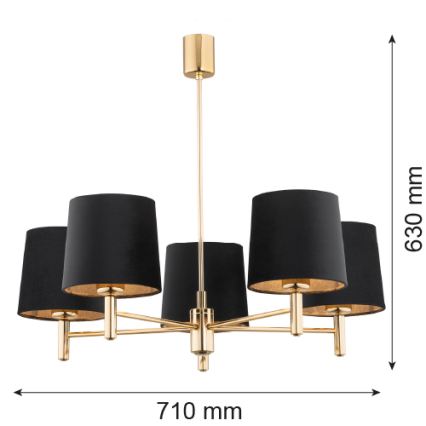 BRILAGI - Luster na šipci MONTE 5xE27/60W/230V crna/zlatna