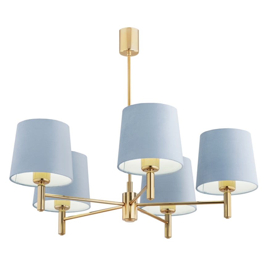 BRILAGI - Luster na šipci MONTE 5xE27/60W/230V plava/zlatna