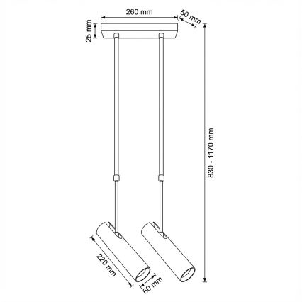 Brilagi - Luster na šipci SELE 2xGU10/30W/230V bež