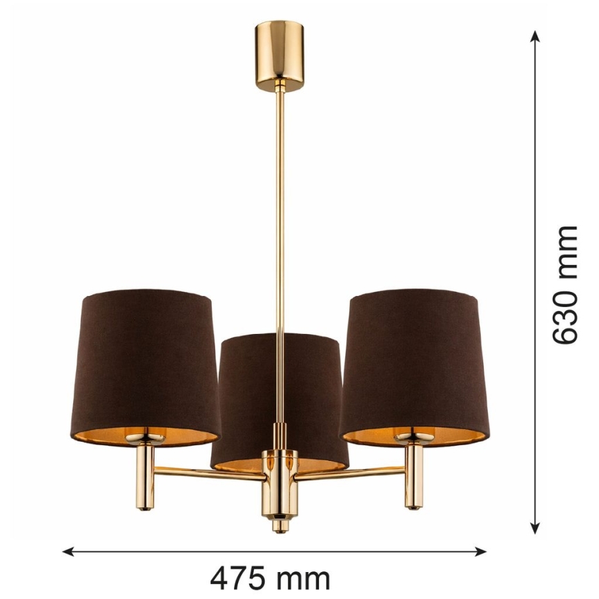 Brilagi - Luster na štapu MONTE 3xE27/15W/230V braon/zlatna