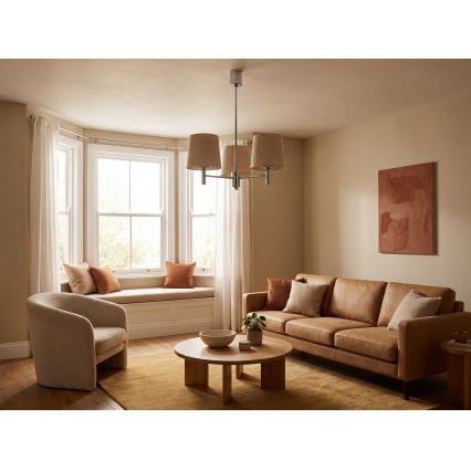 BRILAGI - Luster na štapu MONTE 3xE27/60W/230V bež/sjajni hrom