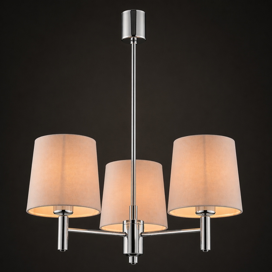 BRILAGI - Luster na štapu MONTE 3xE27/60W/230V bež/sjajni hrom