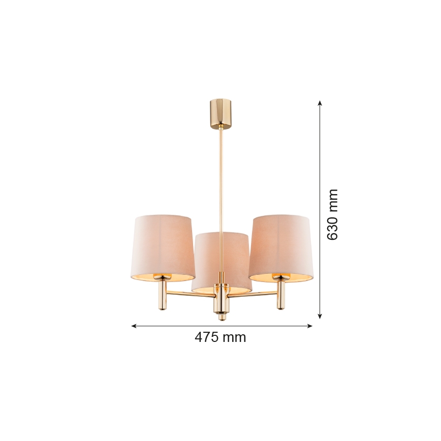 BRILAGI - Luster na štapu MONTE 3xE27/60W/230V bež/zlatan