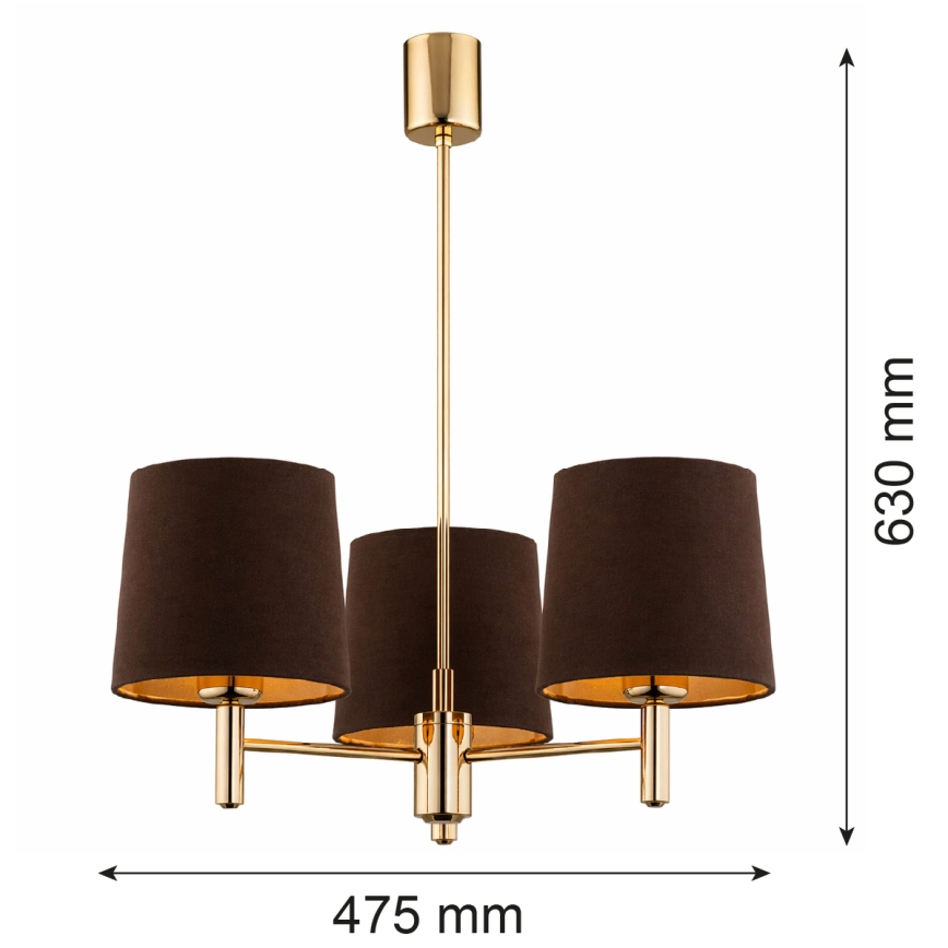 BRILAGI - Luster na štapu MONTE 3xE27/60W/230V braon/zlatna