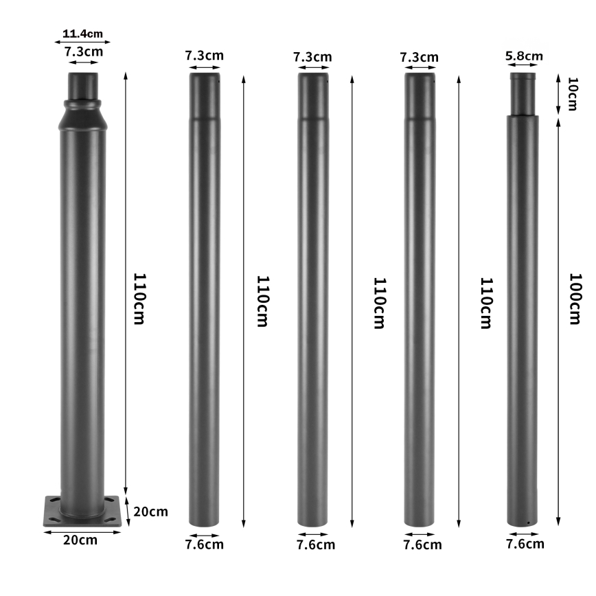 Brilagi - Metalna šipka za stub spoljašnjeg osvetljenja URBAN, 5 m, prečnik 58 mm, antracit