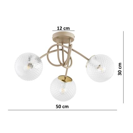 Brilagi - Nadgradni luster STELLA 3xE27/60W/230V bež/zlatna