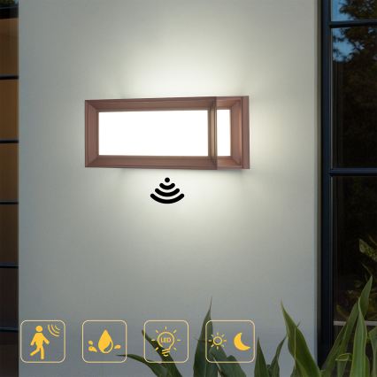 Brilagi - LED spoljašnje zidno svetlo sa senzorom PARKER LED/12W/230V braon IP44