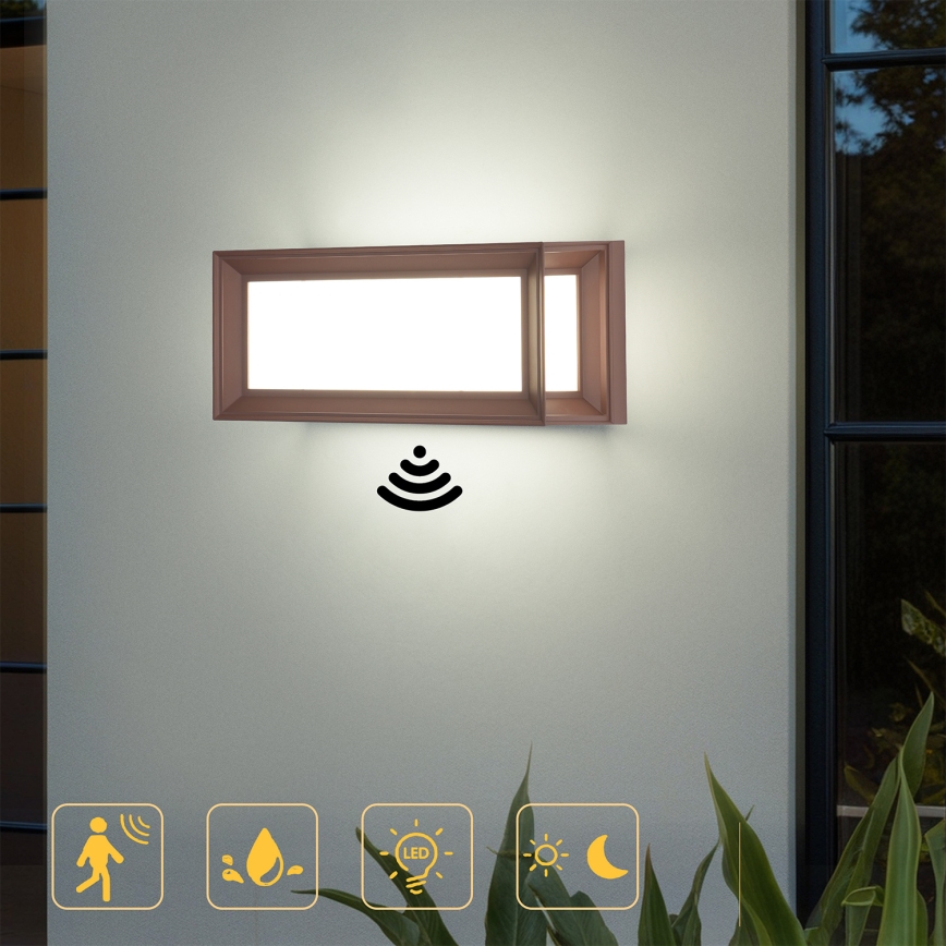 Brilagi - LED spoljašnje zidno svetlo sa senzorom PARKER LED/12W/230V braon IP44