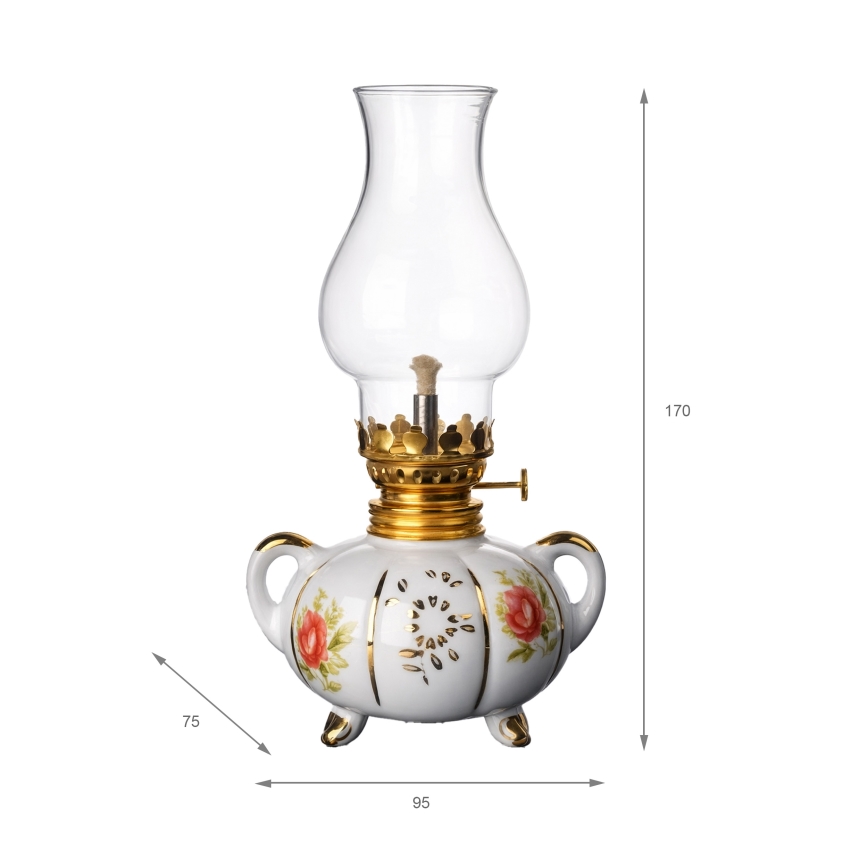 Brilagi - Petrolejska lampa MERLIN bela/zlatna