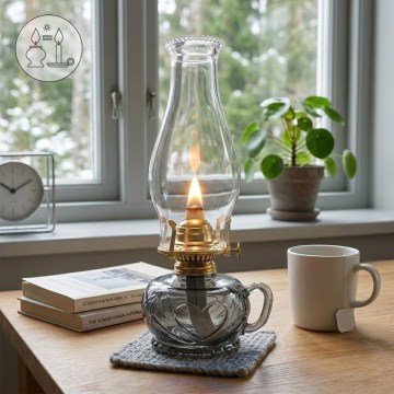 Brilagi - Petrolejska lampa MERLIN dimljena/siva