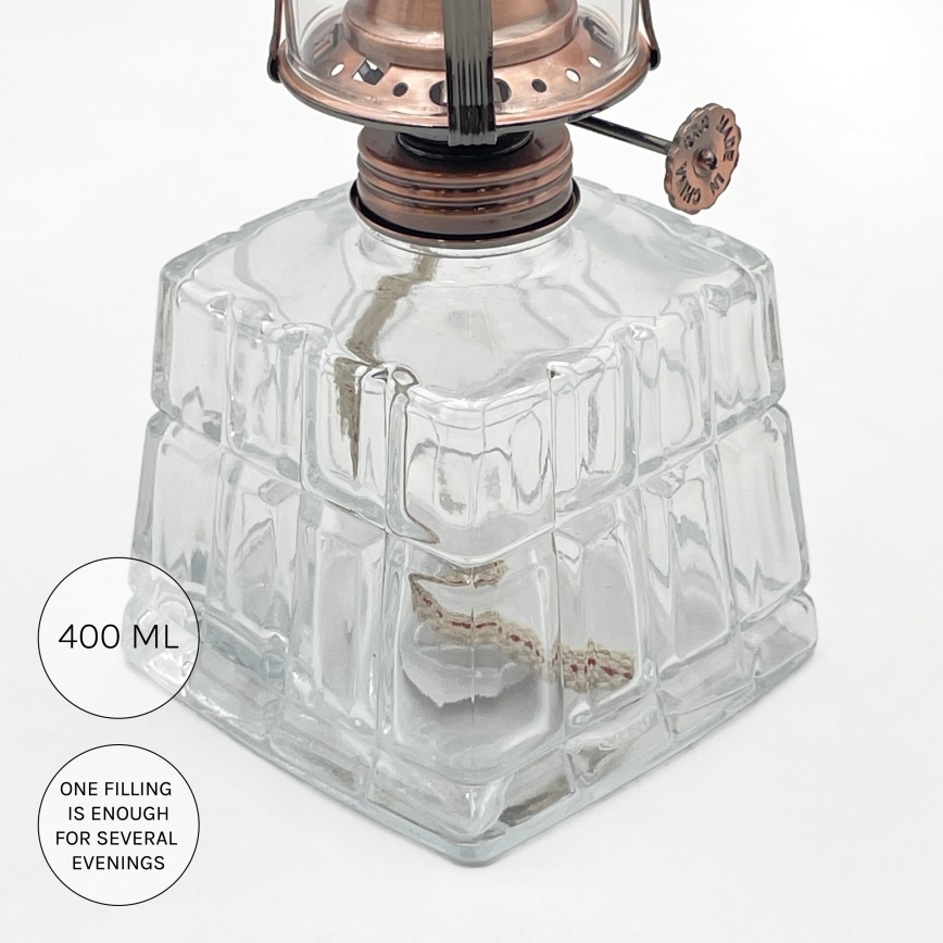 Brilagi - petrolejska lampa MERLIN prozirna/bronzana/patina