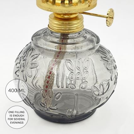 BRILAGI - Petrolejska lampa MERLIN zadimljena/siva