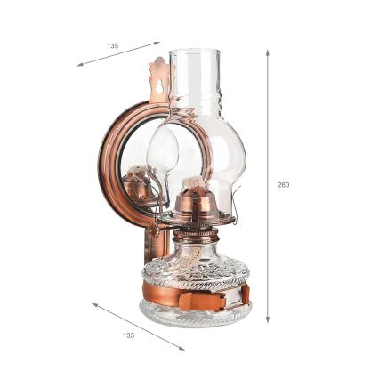 Brilagi - Petrolejska lampa sa ogledalom MERLIN brončana/patina