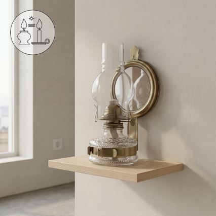 BRILAGI - Petrolejska lampa sa ogledalom MERLIN zlatna/patina