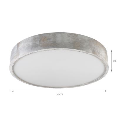 Brilagi - Plafonska lampa PINO 3xE27/15W/230V borovina/srebrna prečnik 47,5 cm