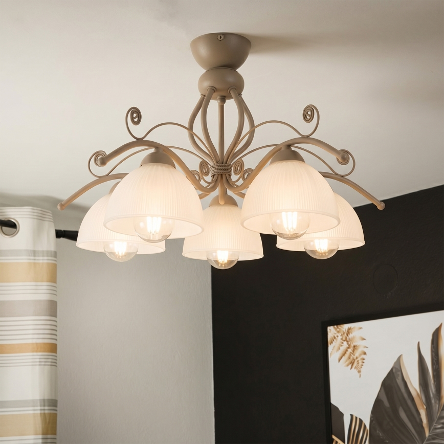 Brilagi - Plafonski luster ANTICO MODERN 5xE27/60W/230V bež