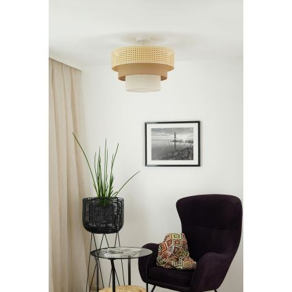 Brilagi - Plafonski luster CEDAR LUNETA 1xE27/15W/230V Ø 45 cm ratan/braon/krem