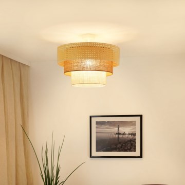 Brilagi - Plafonski luster CEDAR LUNETA 1xE27/15W/230V Ø 45 cm ratan/braon/krem