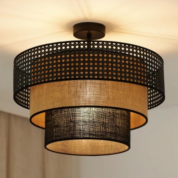 Brilagi - Plafonski luster DAKOTA LUNETA 1xE27/15W/230V prečnik 45 cm crna/ratan